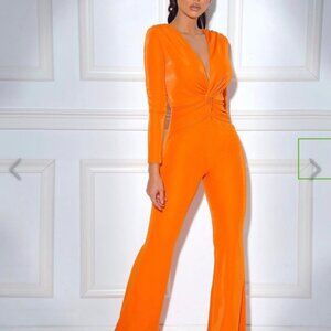 Miss Circle Orange Flare Jumpsuit D19